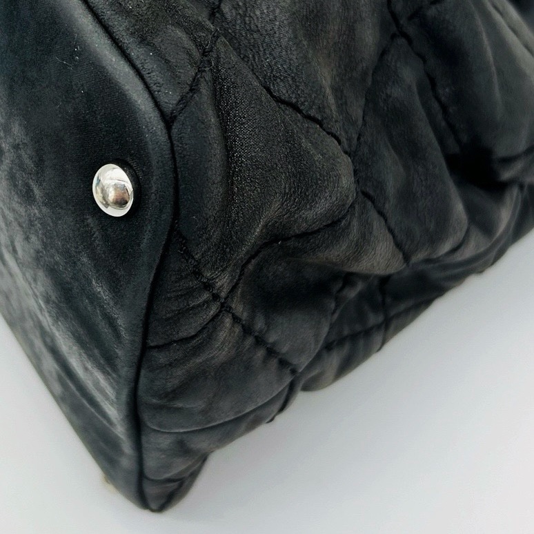 「JL精品代購」香奈兒黑色幻彩牛皮logo2way托特包-11