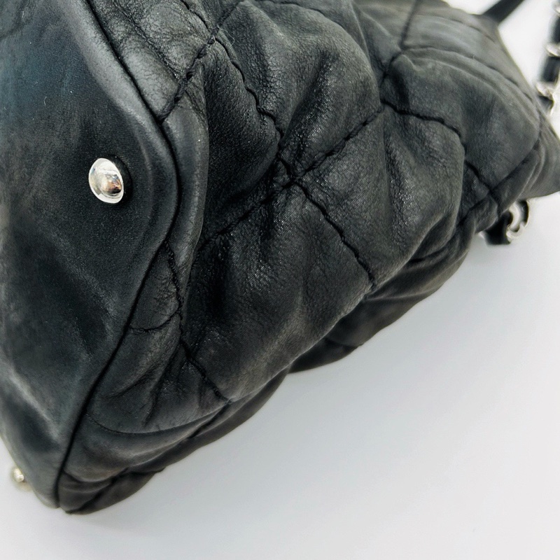 「JL精品代購」香奈兒黑色幻彩牛皮logo2way托特包-13