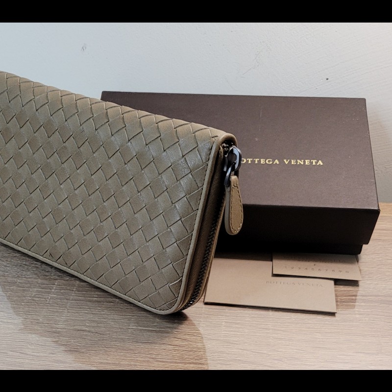 BV_寂靜綠🍀🤎 全新 編織長夾 拉鏈款-1