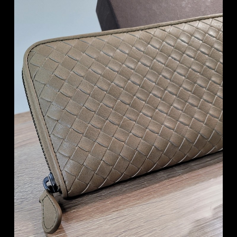 BV_寂靜綠🍀🤎 全新 編織長夾 拉鏈款-4