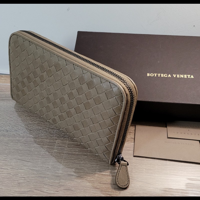 BV_寂靜綠🍀🤎 全新 編織長夾 拉鏈款-5