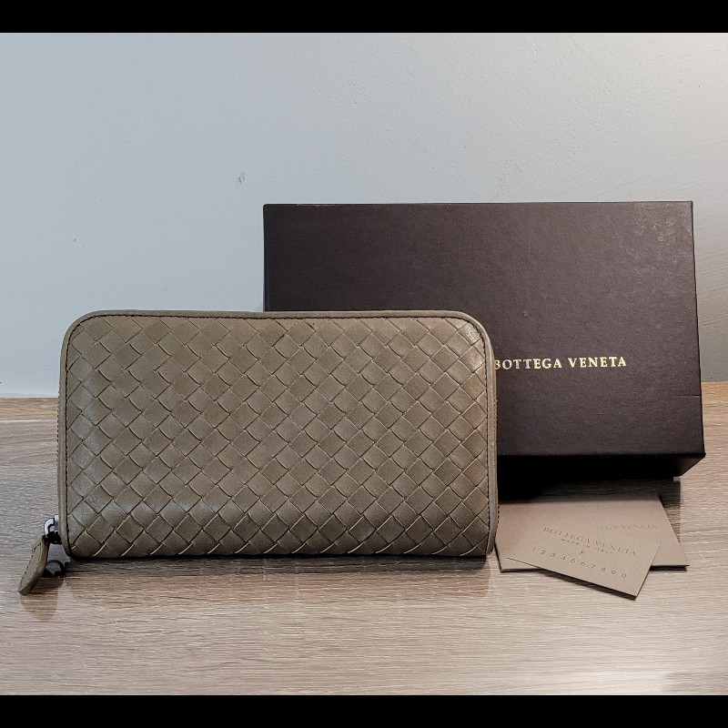 BV_寂靜綠🍀🤎 全新 編織長夾 拉鏈款-6