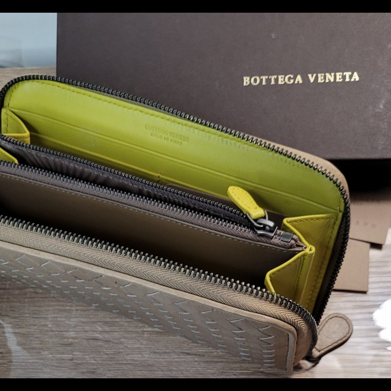 BV_寂靜綠🍀🤎 全新 編織長夾 拉鏈款-7