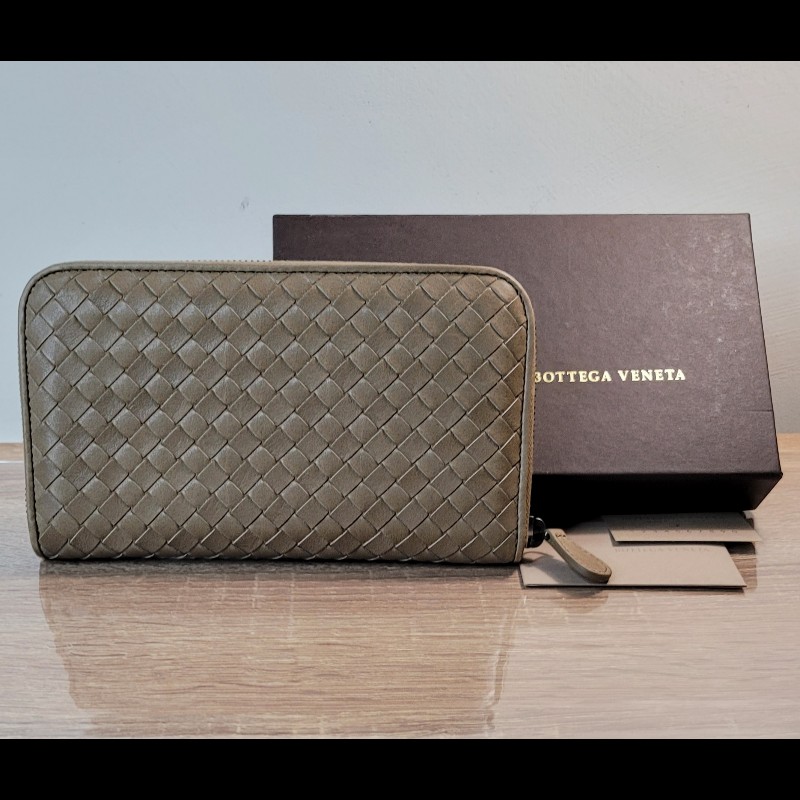 BV_寂靜綠🍀🤎 全新 編織長夾 拉鏈款-8