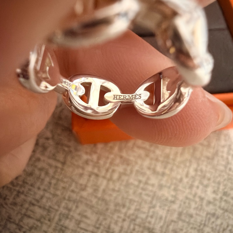 Hermes 豬鼻子 純銀戒指 50號-7