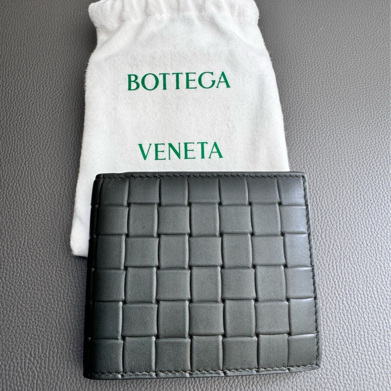 BOTTEGA VENETA黑色編織短夾 錢包-0