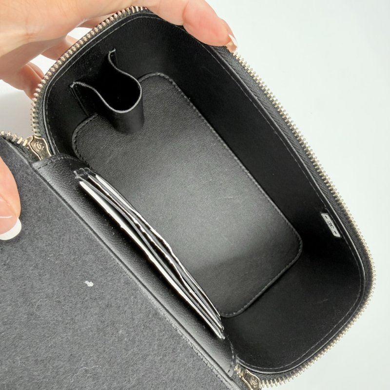 CHANEL - 黑色金釦羊皮菱格手提斜背長盒子-17