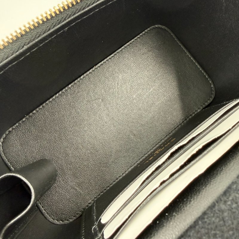 CHANEL - 黑色金釦羊皮菱格手提斜背長盒子-18