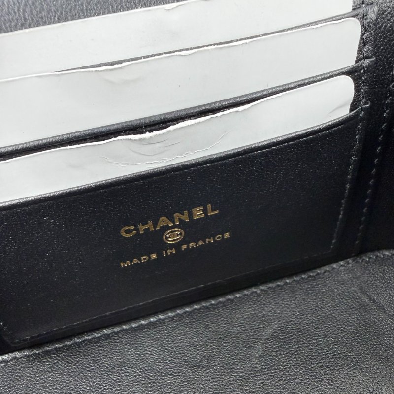 CHANEL - 黑色金釦羊皮菱格手提斜背長盒子-20