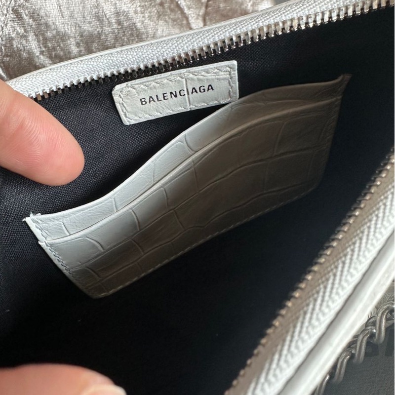 巴黎世家 腋下包 包 連專櫃收據副本 Balenciaga白色 鱷魚紋 Le Cagole Mini 閑置品 斜挎包 鏈條包-15