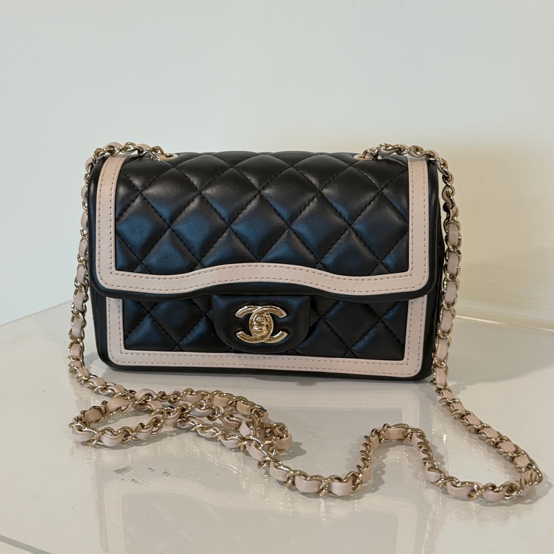 Chanel 粉色滾邊 拼色包 🩷敲可愛-0