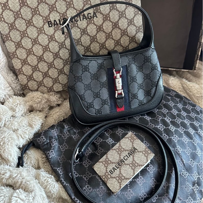 巴黎世家 x 古馳 聯乘 jackie bag 腋下包 包包 黑色 包 男裝 女裝 閒置品 未使用品  未經使用 Balenciaga x Gucci mini Jackie bag-0