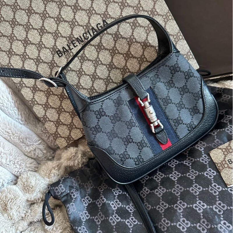 巴黎世家 x 古馳 聯乘 jackie bag 腋下包 包包 黑色 包 男裝 女裝 閒置品 未使用品  未經使用 Balenciaga x Gucci mini Jackie bag-3