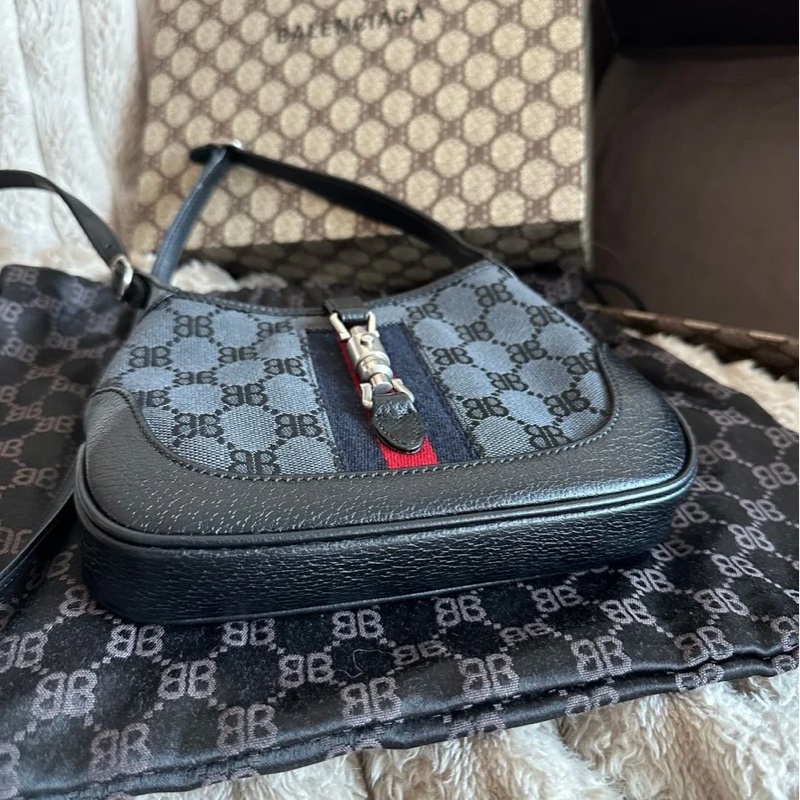 巴黎世家 x 古馳 聯乘 jackie bag 腋下包 包包 黑色 包 男裝 女裝 閒置品 未使用品  未經使用 Balenciaga x Gucci mini Jackie bag-4