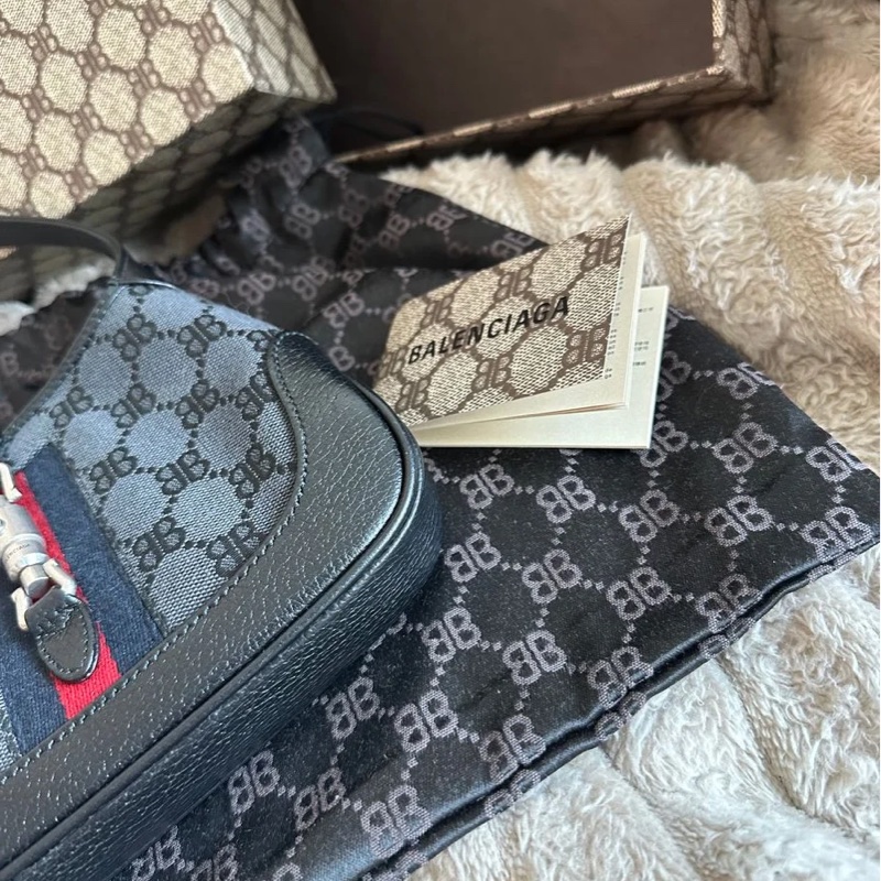 巴黎世家 x 古馳 聯乘 jackie bag 腋下包 包包 黑色 包 男裝 女裝 閒置品 未使用品  未經使用 Balenciaga x Gucci mini Jackie bag-12