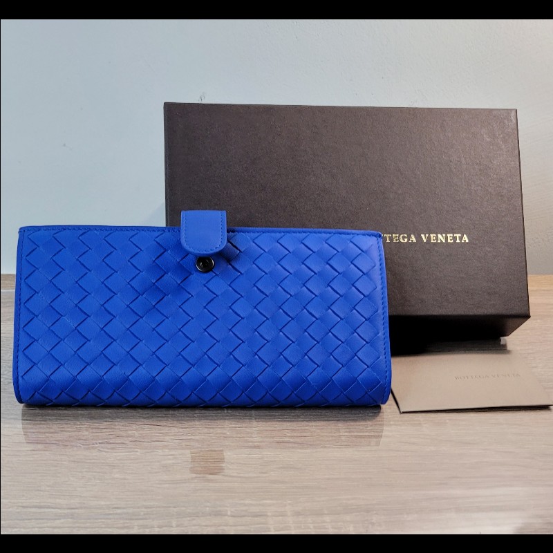 BV 🔷️質感藍 全新 編織長夾 雙面可用-2