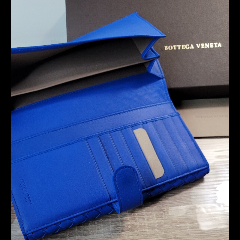 BV 🔷️質感藍 全新 編織長夾 雙面可用-4