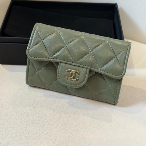 Chanel 超質感美綠色零錢包 卡包💚