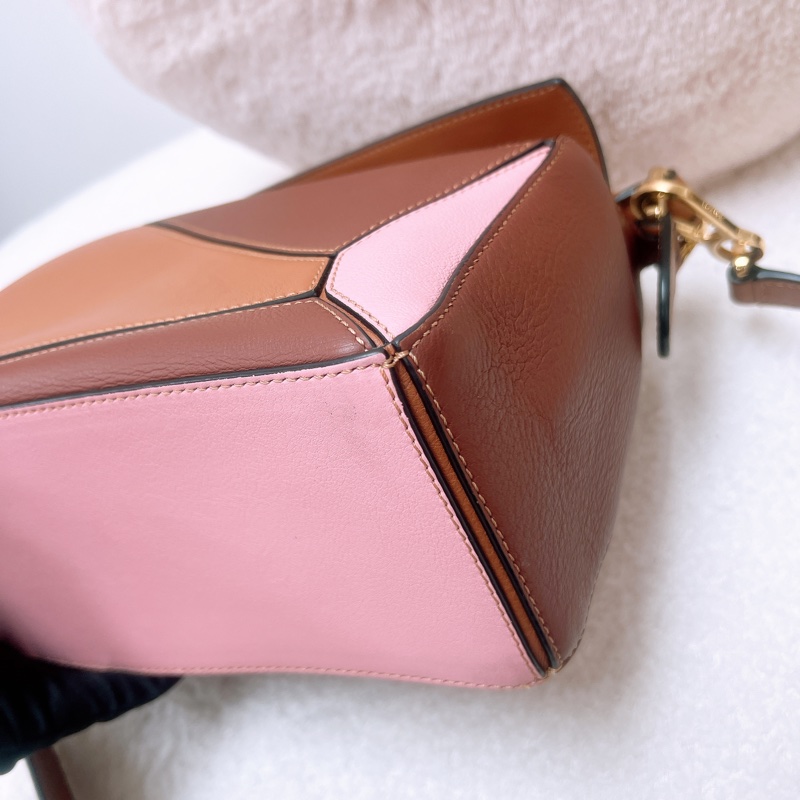 Loewe puzzle 啡拼粉小號幾何包-3