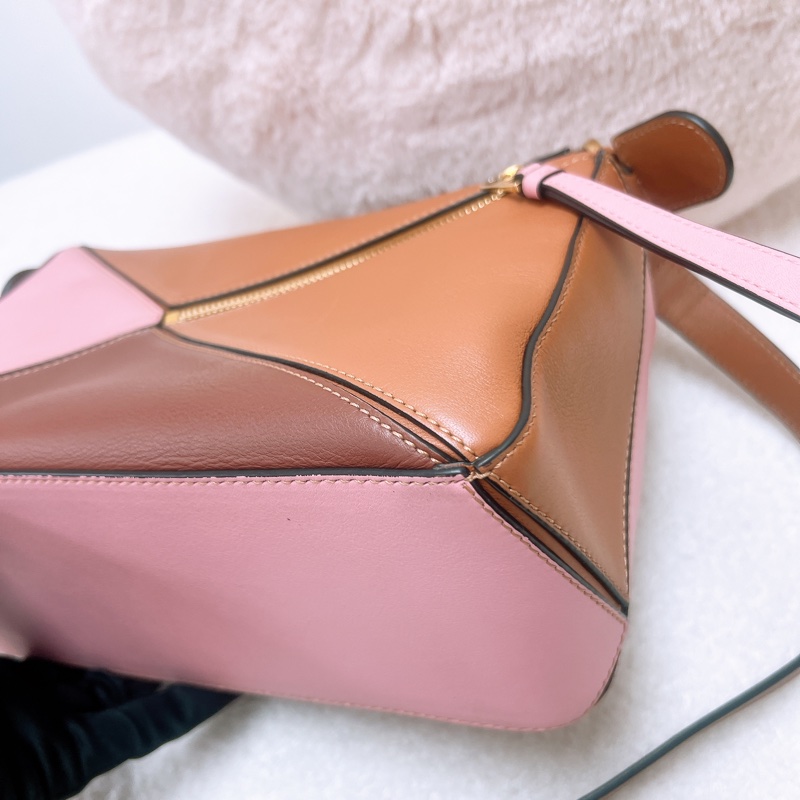 Loewe puzzle 啡拼粉小號幾何包-7