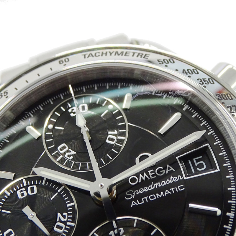 歐米茄超霸系列3513.50男士腕錶，品牌名稱，日期顯示，計時碼錶，自動上鍊，不鏽鋼材質，銀/黑色，拋光-9