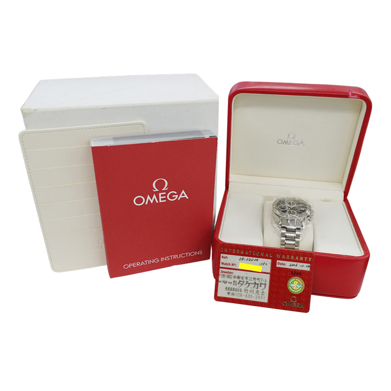 歐米茄超霸系列3513.46男士腕錶，品牌名稱，日期顯示，計時功能，自動上鍊，不鏽鋼材質，銀/藍灰色，拋光處理-6