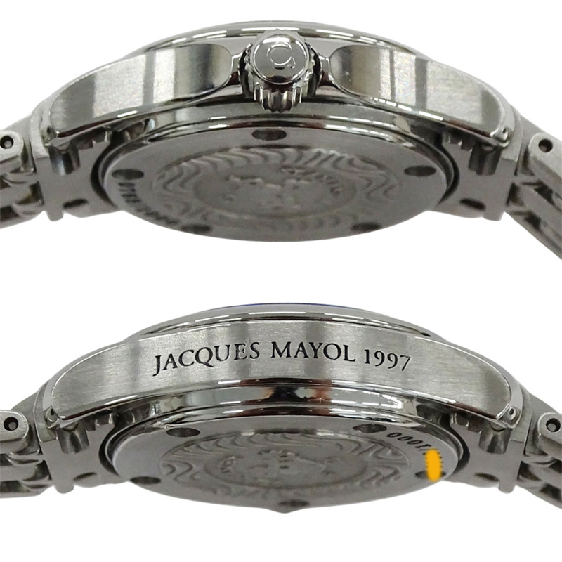 歐米茄海馬系列雅克馬約爾 1997 2580.80 女士腕錶,品牌名稱,日期顯示,120 米防水,石英機芯,不銹鋼 (SS),銀色/海軍藍,拋光。-2