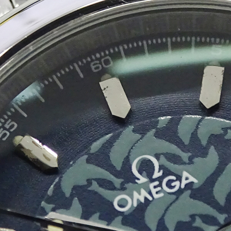 歐米茄海馬系列雅克馬約爾 1997 2580.80 女士腕錶,品牌名稱,日期顯示,120 米防水,石英機芯,不銹鋼 (SS),銀色/海軍藍,拋光。-10