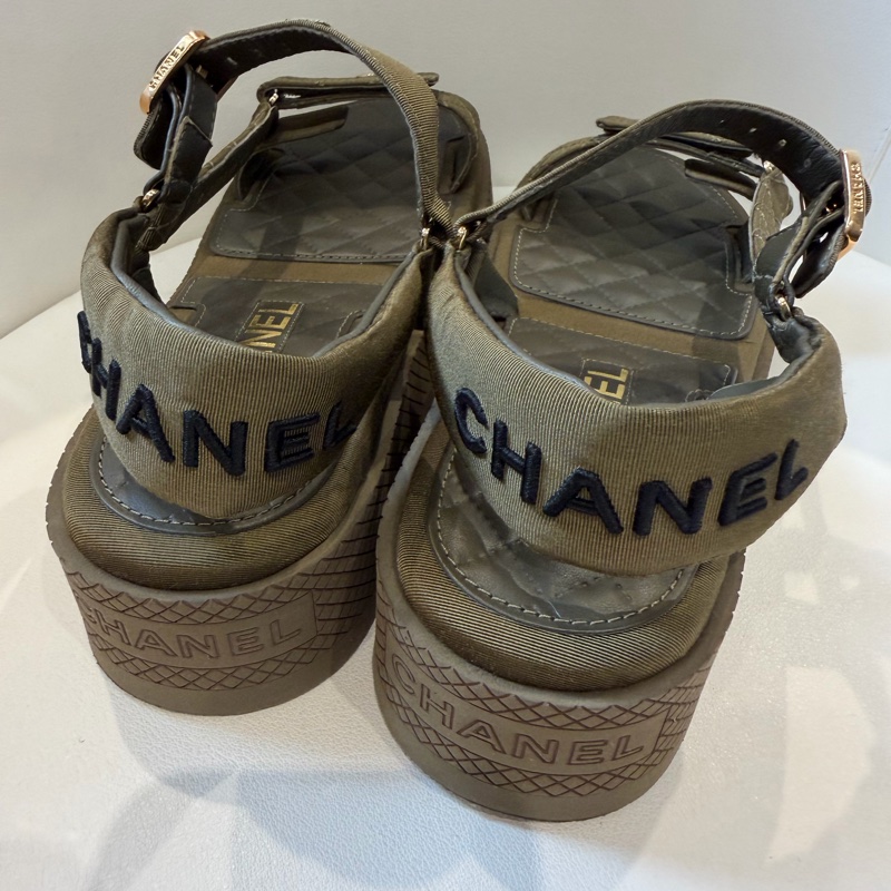 Chanel 橄欖綠 涼鞋 💚超級好看-5