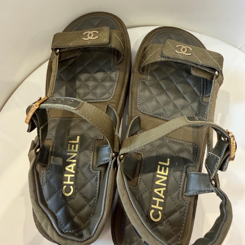 Chanel 橄欖綠 涼鞋 💚超級好看-8