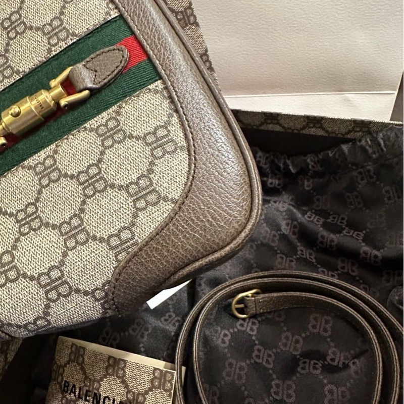 巴黎世家 x 古馳 聯乘 腋下包 超好價出 Balenciaga x Gucci Mini Jackie 棕色包 手提包 ophidia 袋 斜挎包 包-17