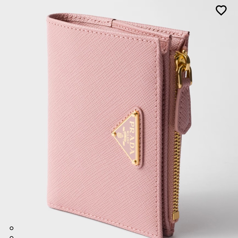 Prada 粉Saffiano皮革短錢包-8