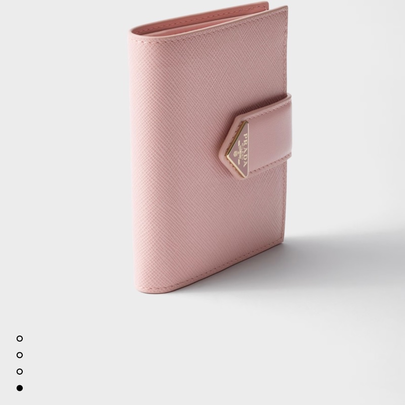 Prada 粉Saffiano皮革短夾-14