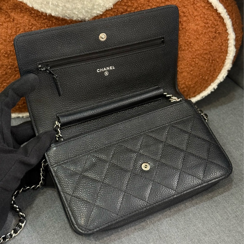 (台灣購證🇹🇼)Chanel Woc 黑銀荔枝-12