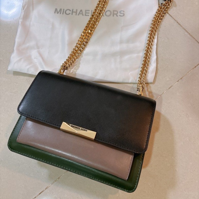 Michael Kors Jade 拚色皮革鏈條 肩背兩用包-0