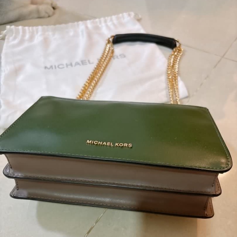 Michael Kors Jade 拚色皮革鏈條 肩背兩用包-3