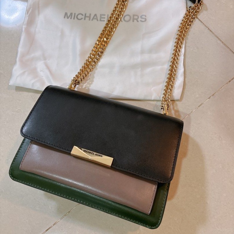Michael Kors Jade 拚色皮革鏈條 肩背兩用包-9