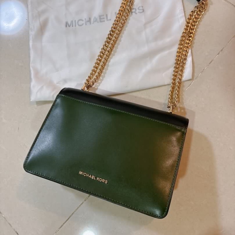 Michael Kors Jade 拚色皮革鏈條 肩背兩用包-10