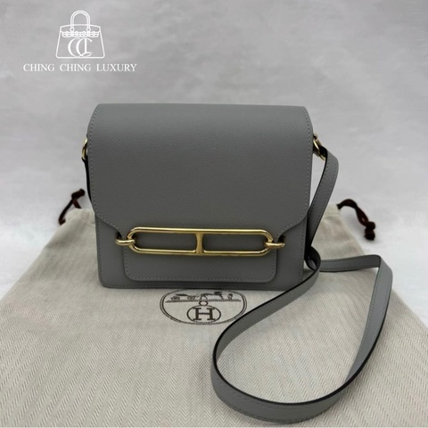 🌈Hermes🩵Mini roulis 19🩵霧霾藍金扣🌟98.5新🌈Evercolor皮🌟miniroulis🌟roulis🌟豬鼻子🌟愛馬仕🌟