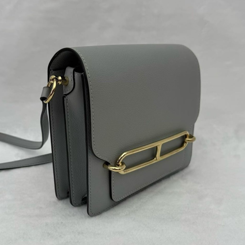 🌈Hermes🩵Mini roulis 19🩵霧霾藍金扣🌟98.5新🌈Evercolor皮🌟miniroulis🌟roulis🌟豬鼻子🌟愛馬仕🌟-4