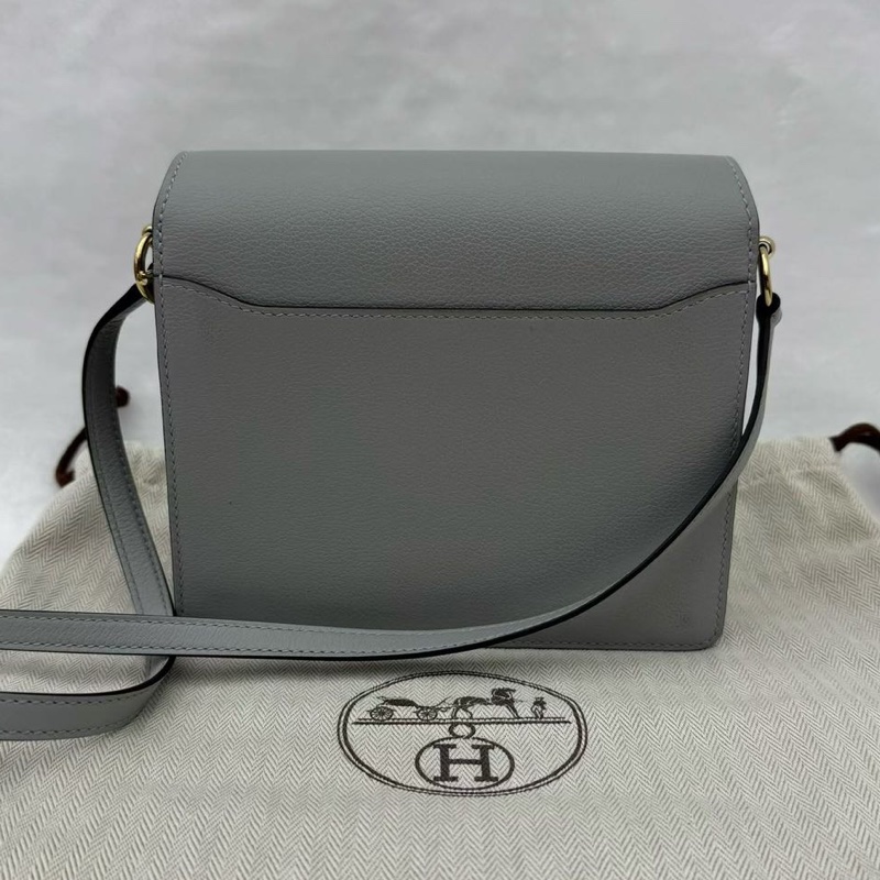 🌈Hermes🩵Mini roulis 19🩵霧霾藍金扣🌟98.5新🌈Evercolor皮🌟miniroulis🌟roulis🌟豬鼻子🌟愛馬仕🌟-5