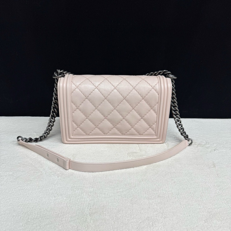 97新❤️Chanel香奈兒 粉色全皮大號Leboy鏈條包 鐳射18開，尺寸27*17*7cm-0