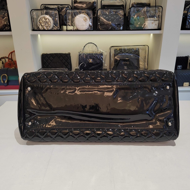 香奈兒 Chanel 黑色大號漆皮保齡球 單肩斜挎包 14開-2