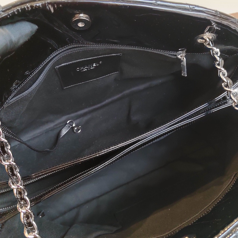 香奈兒 Chanel 黑色大號漆皮保齡球 單肩斜挎包 14開-5