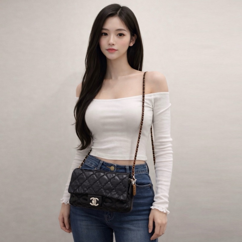 特價48h🧡Chanel 香奈兒 口蓋 CF 側背 老香 黑 包包-0