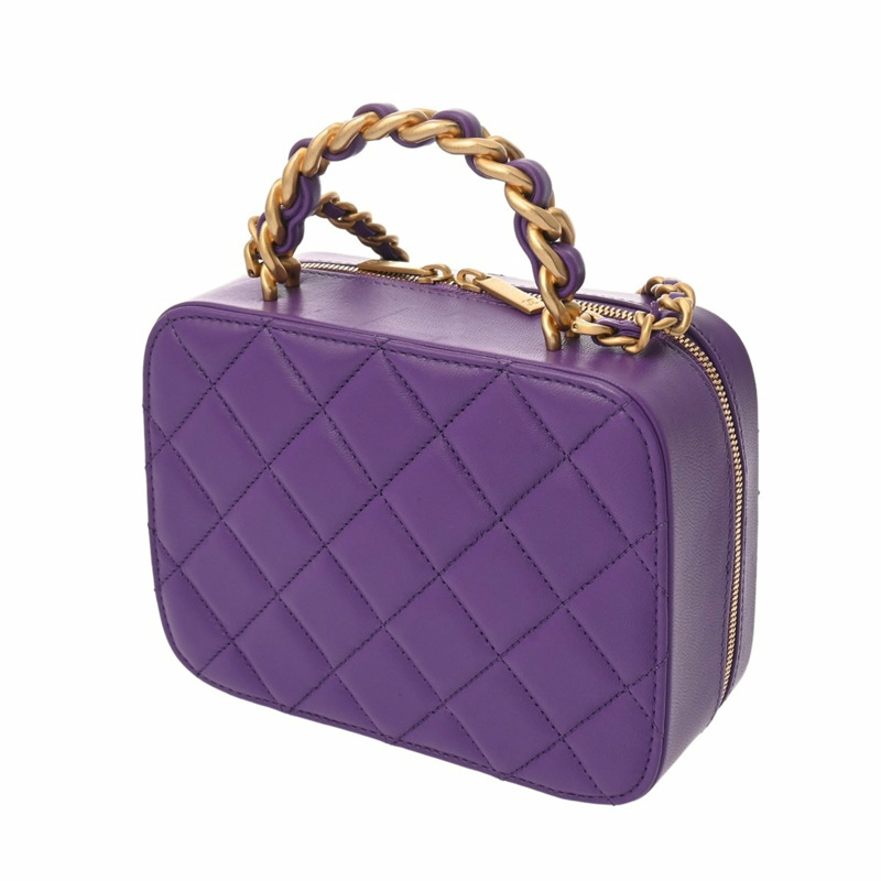 香奈兒 (CHANEL) Matelassé 小號化妝包，紫色，AS3318，女士，A級羊皮，二手，Ginzo-2