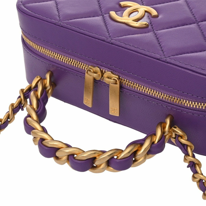 香奈兒 (CHANEL) Matelassé 小號化妝包，紫色，AS3318，女士，A級羊皮，二手，Ginzo-4