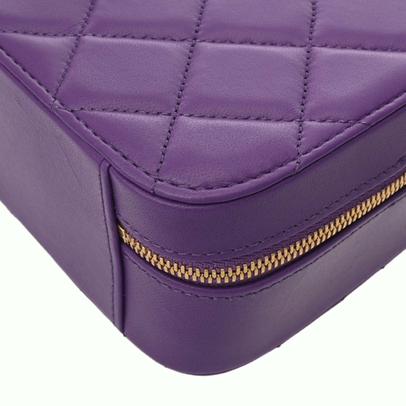 香奈兒 (CHANEL) Matelassé 小號化妝包，紫色，AS3318，女士，A級羊皮，二手，Ginzo-7