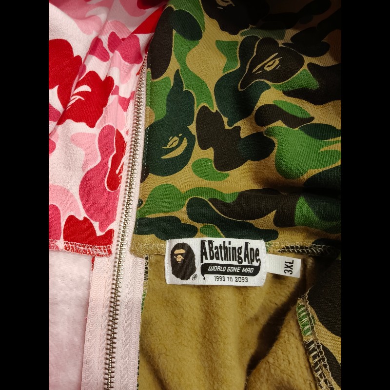 香港bape帶回正版鯊魚拼色外套，絕版商品，帶回來小孩太大3XL，原價出，拉鍊可以全拉開-3