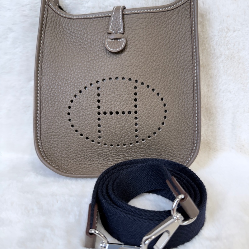 Hermes✨ mini Evelyne 16 大象灰銀釦小包 U刻-0